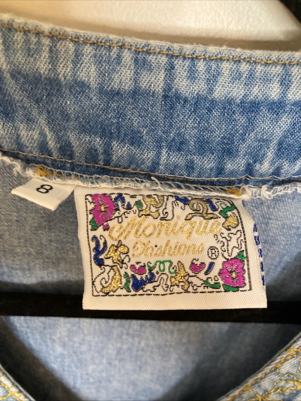 Vintage Cottagecore Patchwork Denim Vest Size 8 Embroidered Quilted Floral Boho - Picture 4 of 5